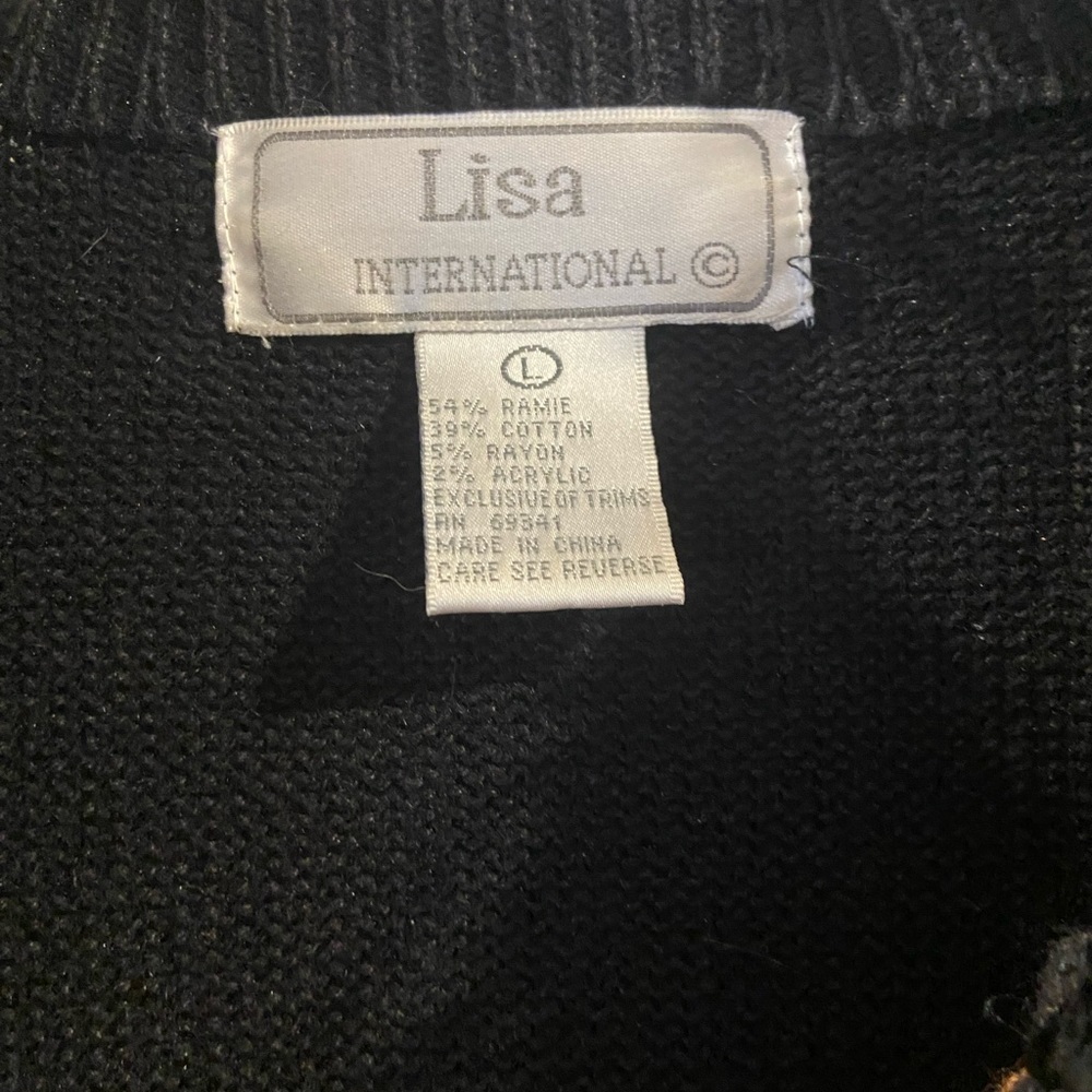 Lisa International Vintage Cardigan Sweater Elephant Giraffe Fall Leaves Size L - Picture 3 of 5